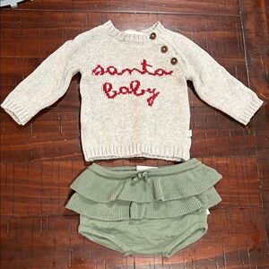 Santa Baby Knit Sweater and Ruffle Bloomers Set